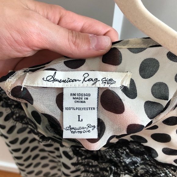 American Rag black and cream polka dot crop top - Picture 3 of 5